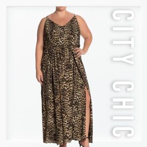 NWT City Chic Leopard Love Maxi Wrap Dress sz 18